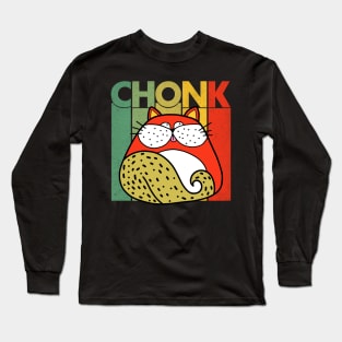 Chonk Cat Retro Style Fat Cat Vintage Long Sleeve T-Shirt